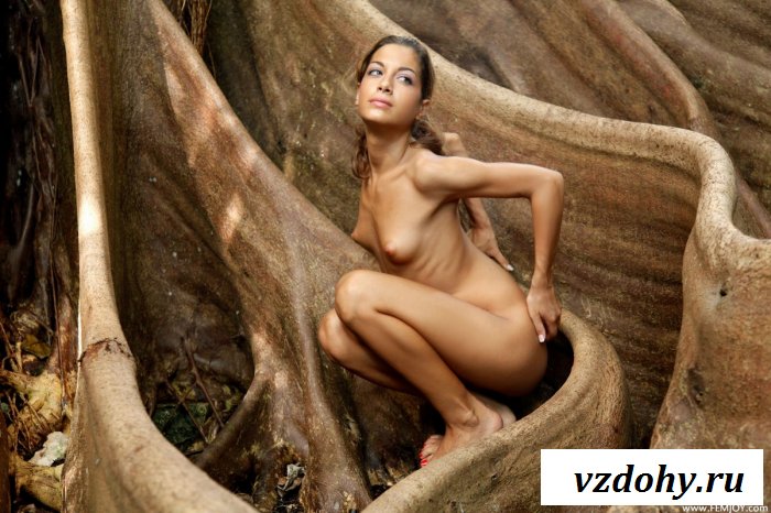 Милированая курва возле огромного дерева.