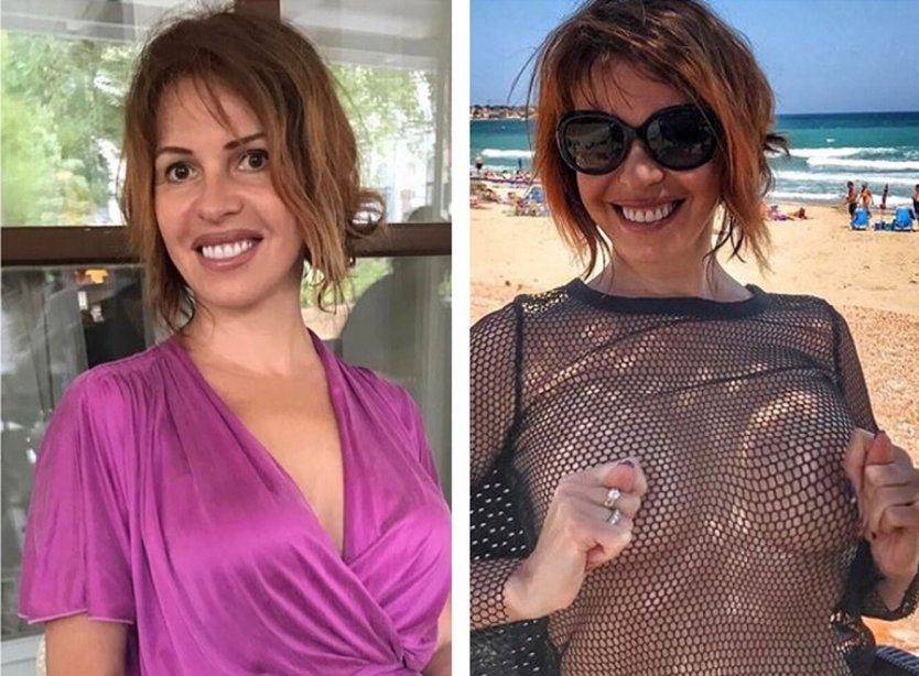 Natalia Forrest на природе в чулках голая