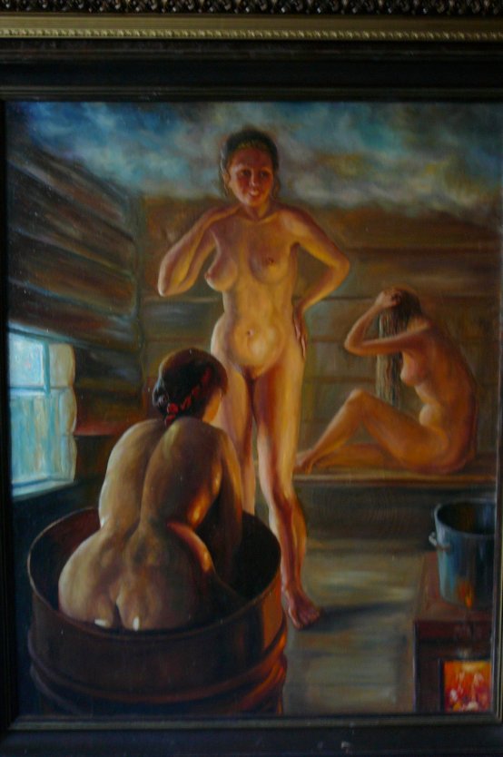 Картина девушка в бане