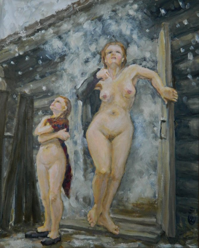 Картина голые женщины в бане