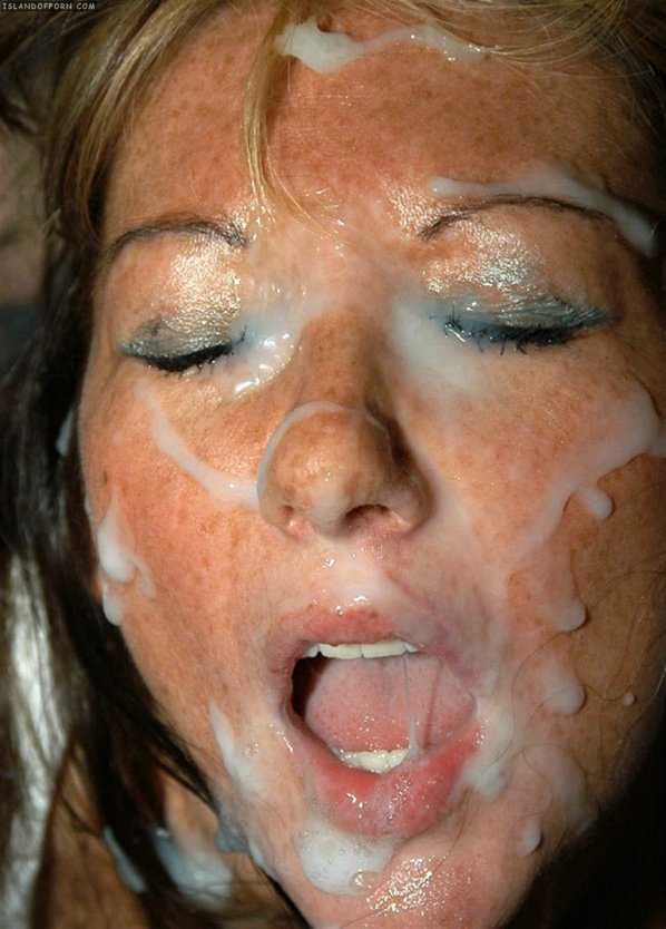 Очень много кончи на лице