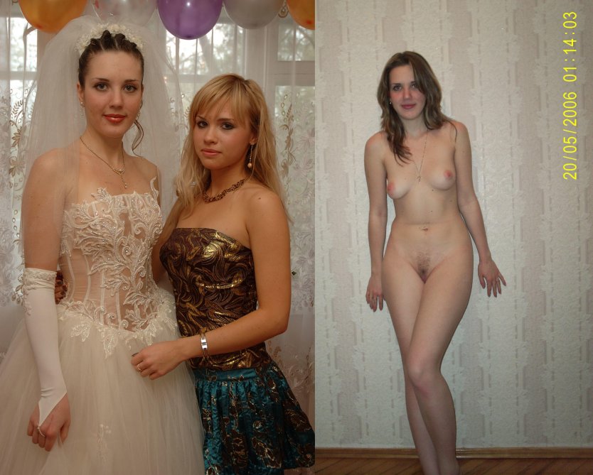 Голая невеста одевается