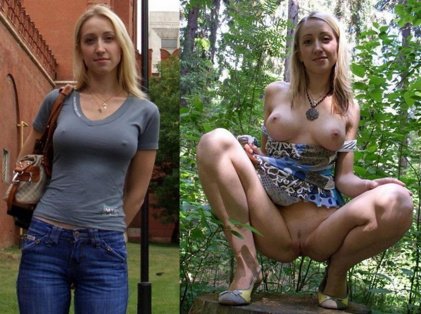 Женщины в одежде без трусов