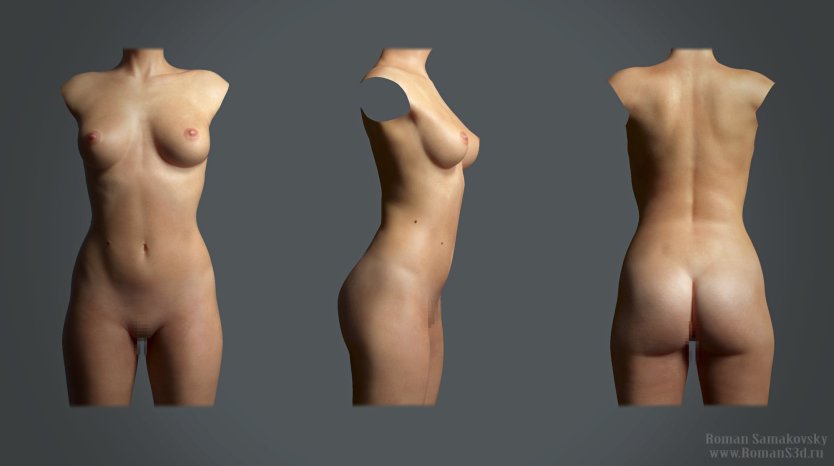 Женское голое тело со всех сторон