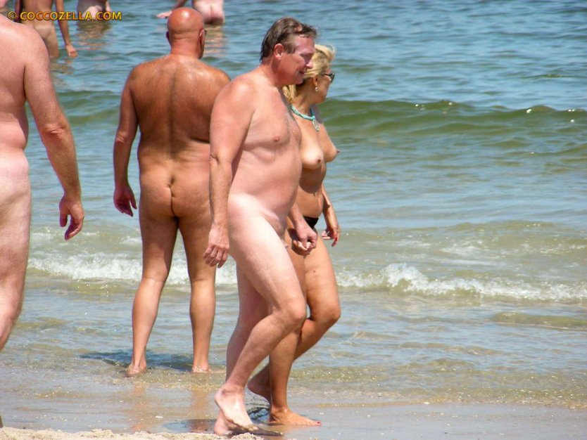 Эксгибиционисты на пляже с эрекцией