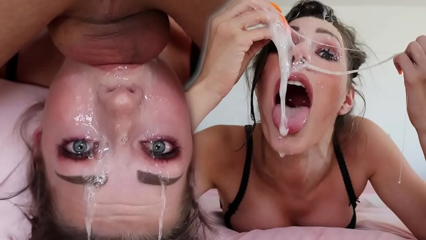 Девушка вся в слюнях cum