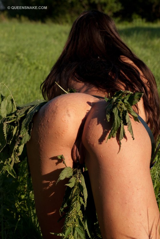 Порка крапивой по голой попе