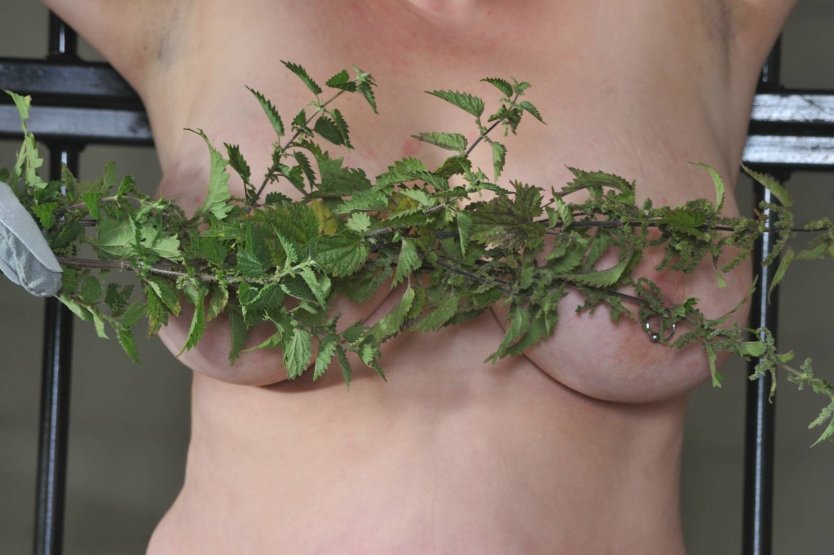 Девушка голышом в крапиву