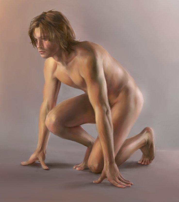 Голые парни позируют художнику