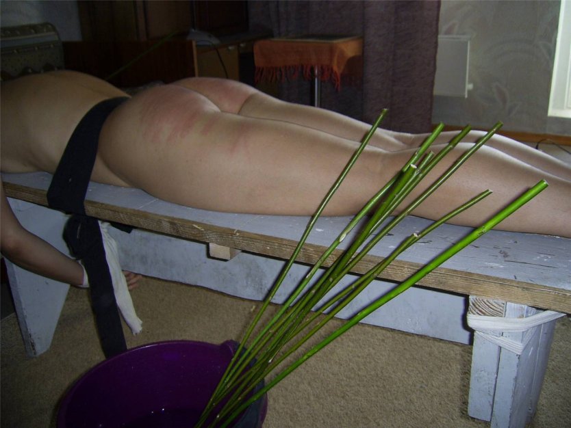 Порка розгами по голому заду