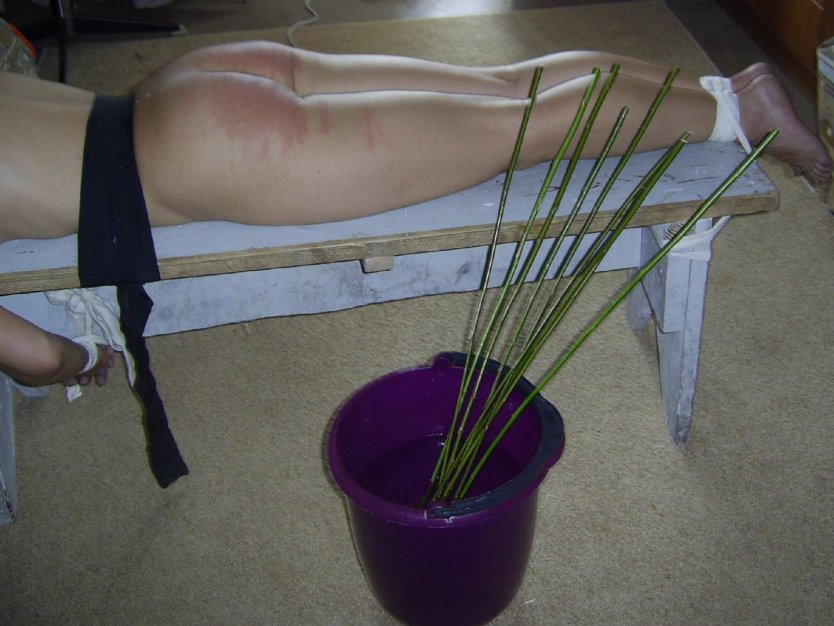 Порка девушек розгами на лавке