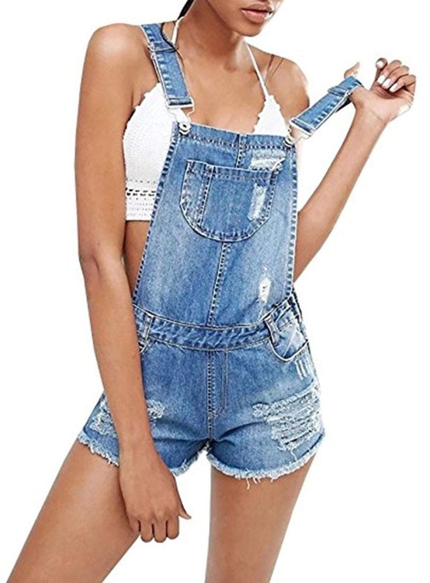 Джинсовый комбинезон с дырками