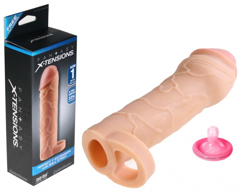 Pipedream насадка с кольцом perfect 2 Extension with Ball Strap - 19 см.