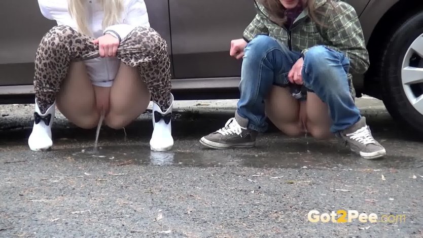 Девушка пописала на улице